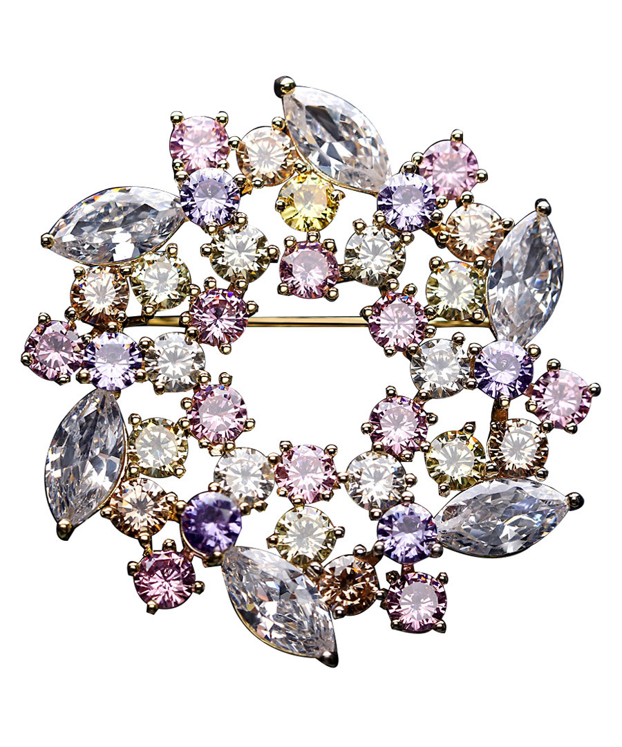 Wreath pastel crystal brooch Sale - caromay