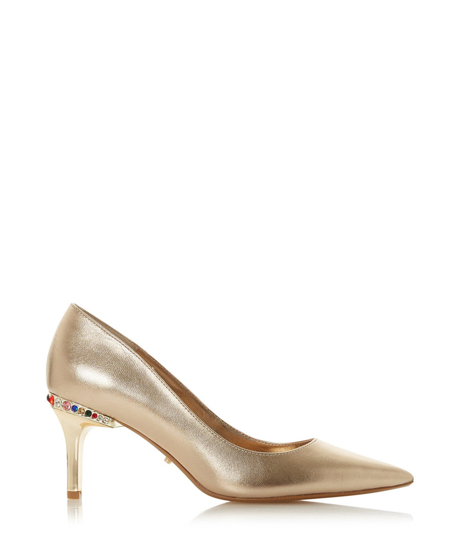 Bellows gold-tone leather heels Sale - dune
