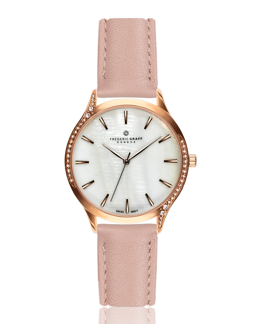 mother-of-pearl & pink leather watch Sale - frederic graff