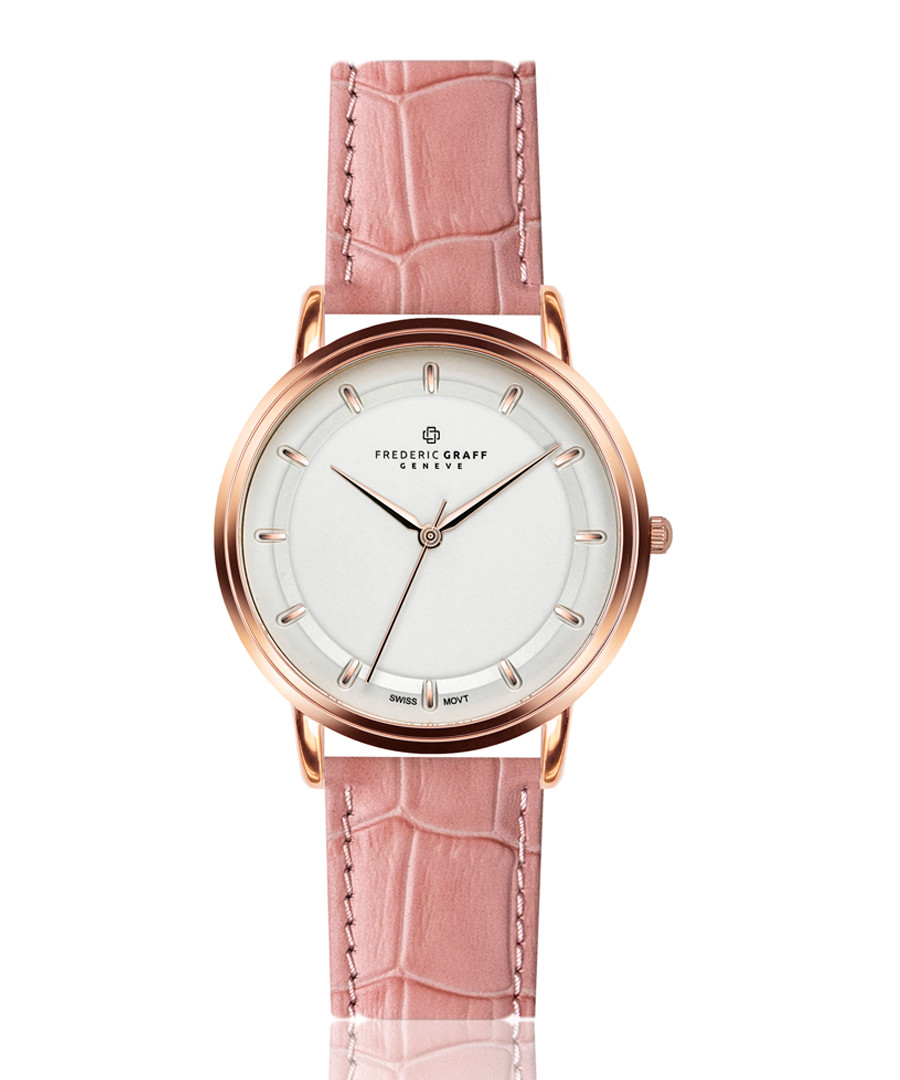 rose gold-tone & pink leather watch Sale - frederic graff