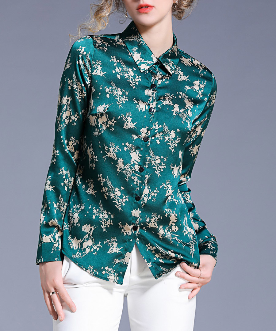 green floral collared blouse Sale - Kaimilan