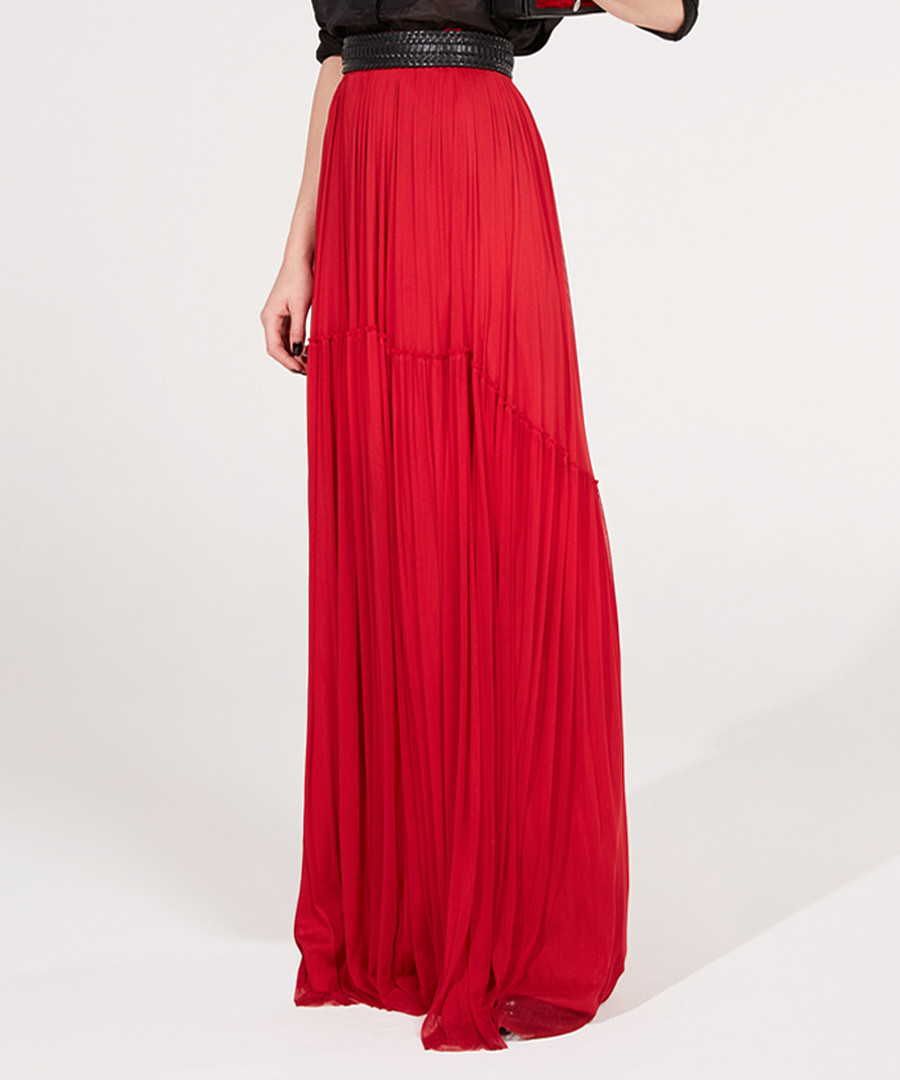 Red pure silk tulle maxi skirt Sale - Amanda Wakeley