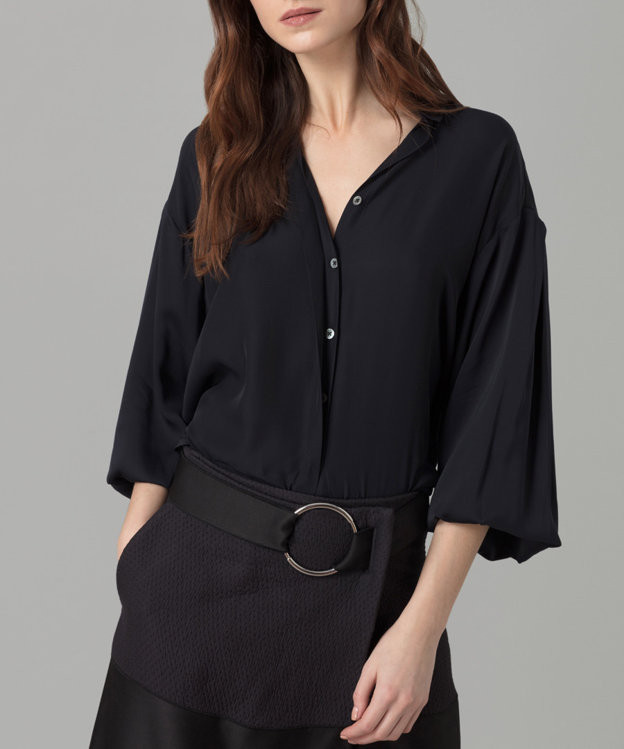 Midnight pure silk georgette blouse Sale - amanda wakeley