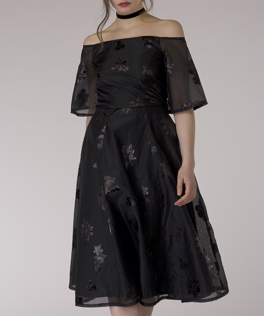 black off-shoulder sheer dress Sale - closet london