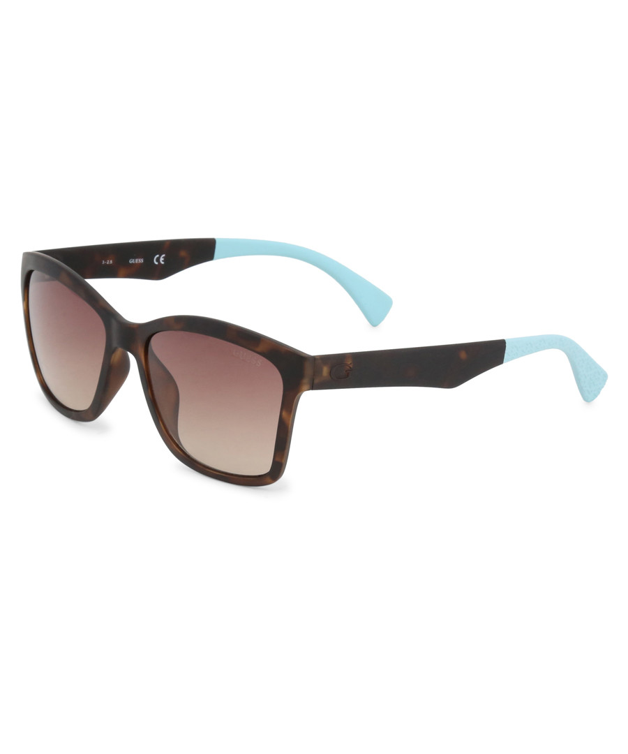 dark Havana & blue squared sunglasses Sale - guess