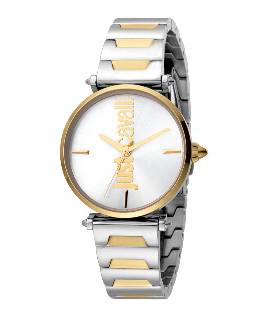 Dual-tone link strap logo watch Sale - just cavalli