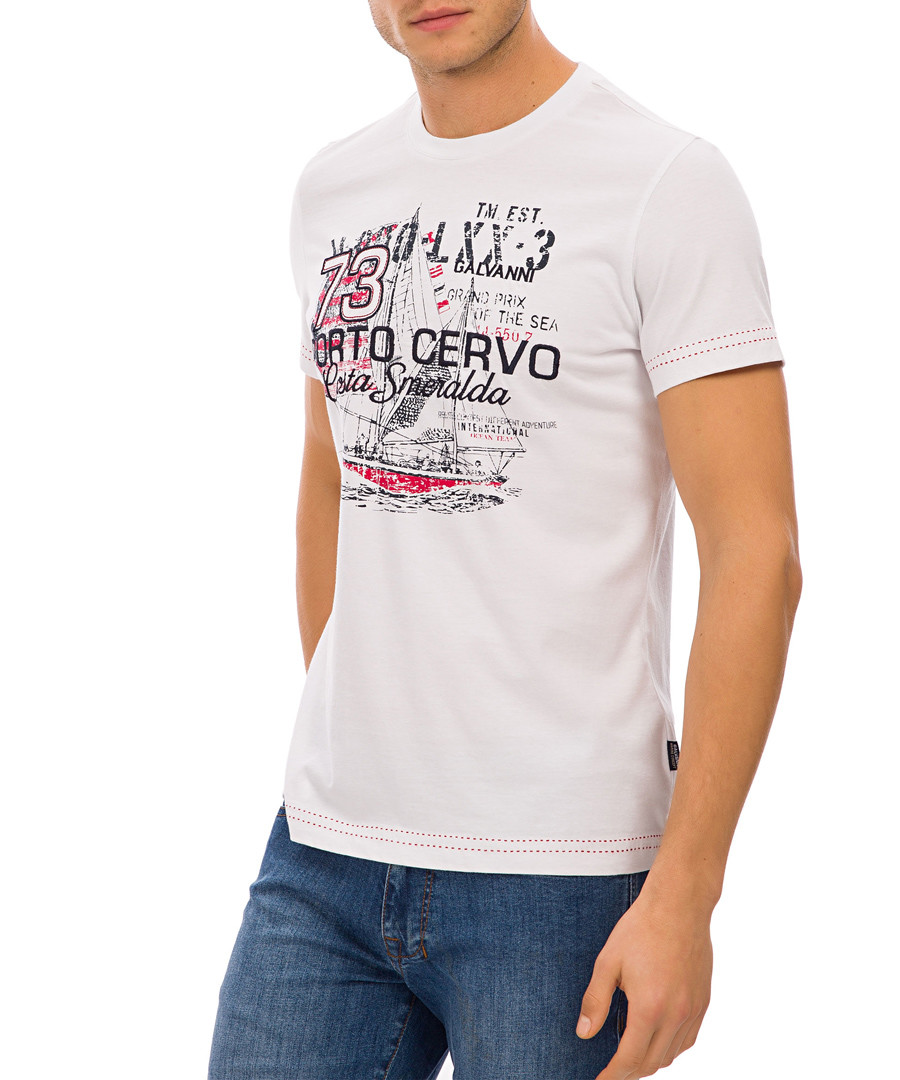 White pure cotton graphic print T-shirt Sale - galvanni