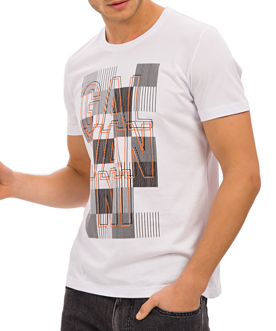 White pure cotton graphic print T-shirt Sale - Galvanni