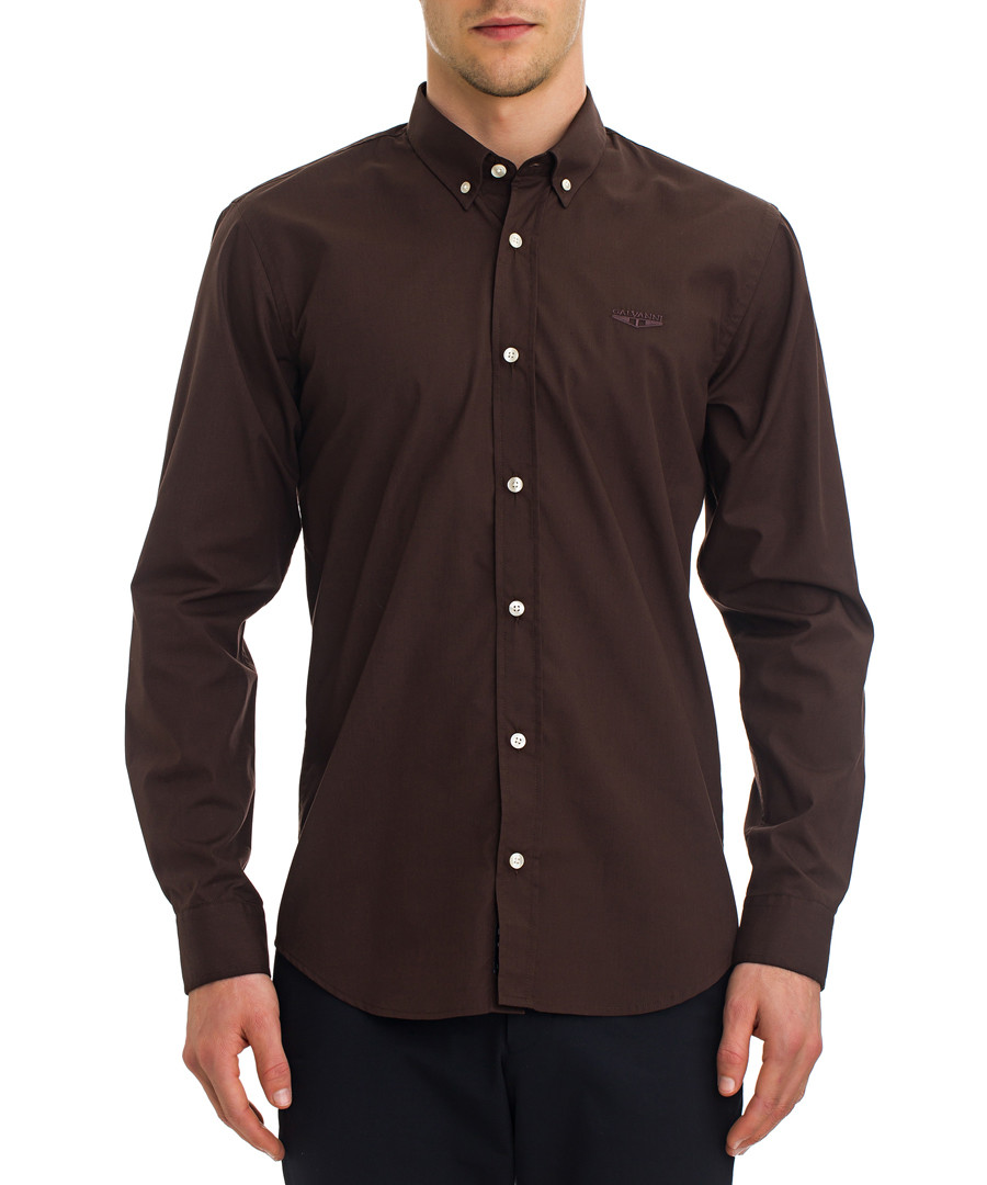 Hasselt dark brown button-up shirt Sale - galvanni