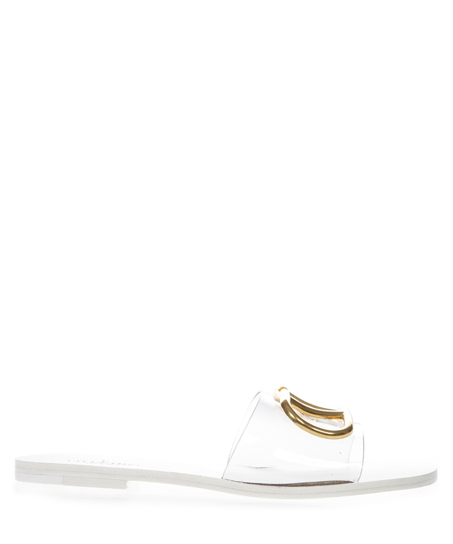 Clear PVC & white leather logo sandals Sale - valentino garavani