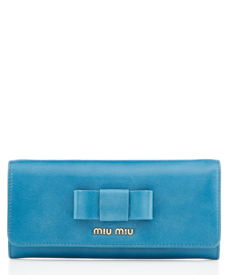 Vitello ocean blue leather wallet Sale - miu miu