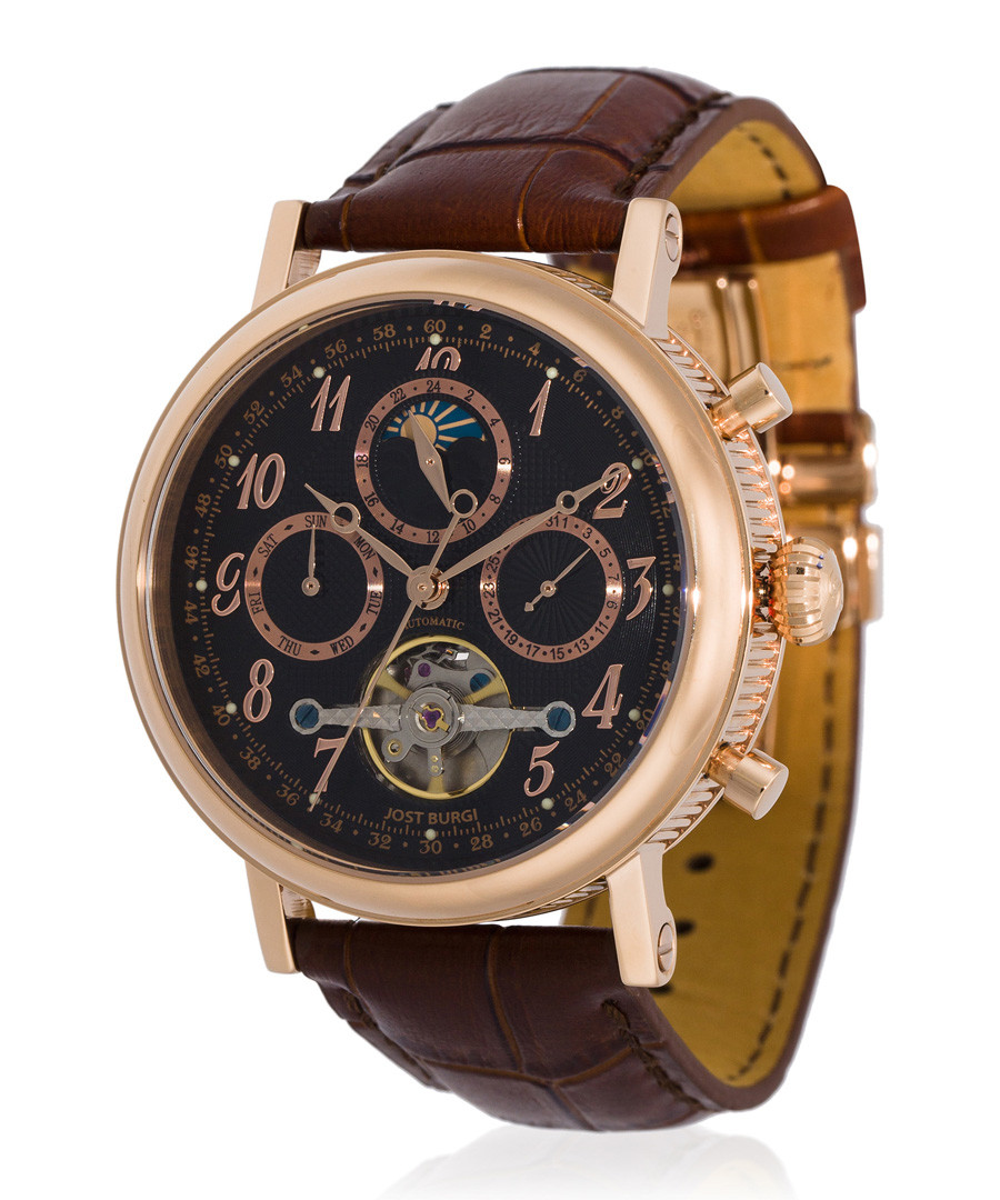 Millesime rose gold-tone & brown watch Sale - jost burgi
