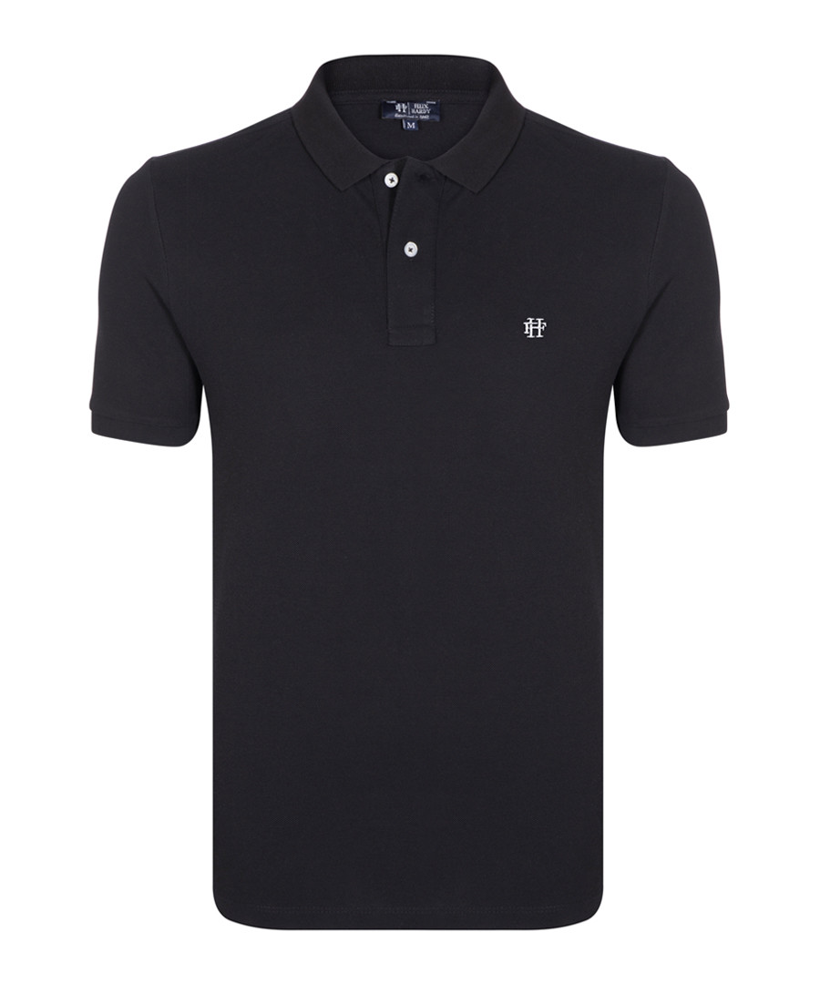 Black pure cotton polo shirt Sale - Felix Hardy