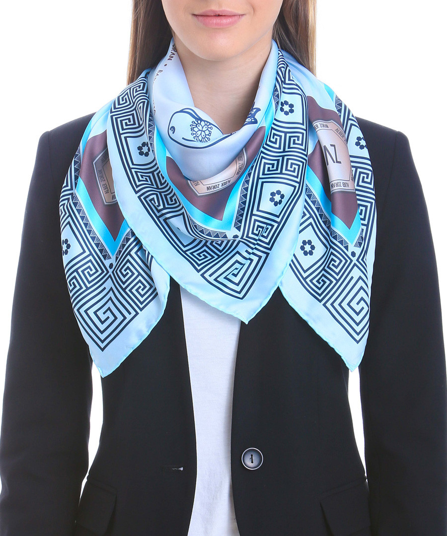 Acowboy blue print square scarf Sale - alber zoran
