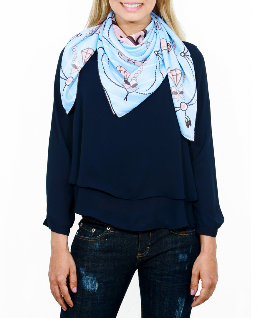 Charms blue print square scarf Sale - alber zoran