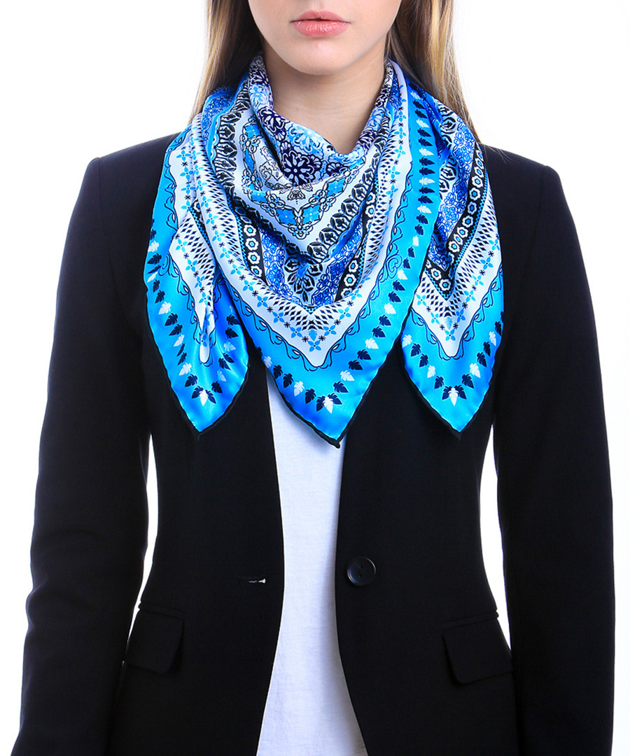 Aransas blue print square scarf Sale - alber zoran