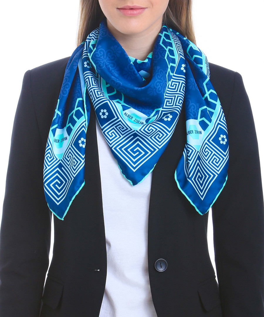 Andreafsky blue print square scarf Sale - alber zoran