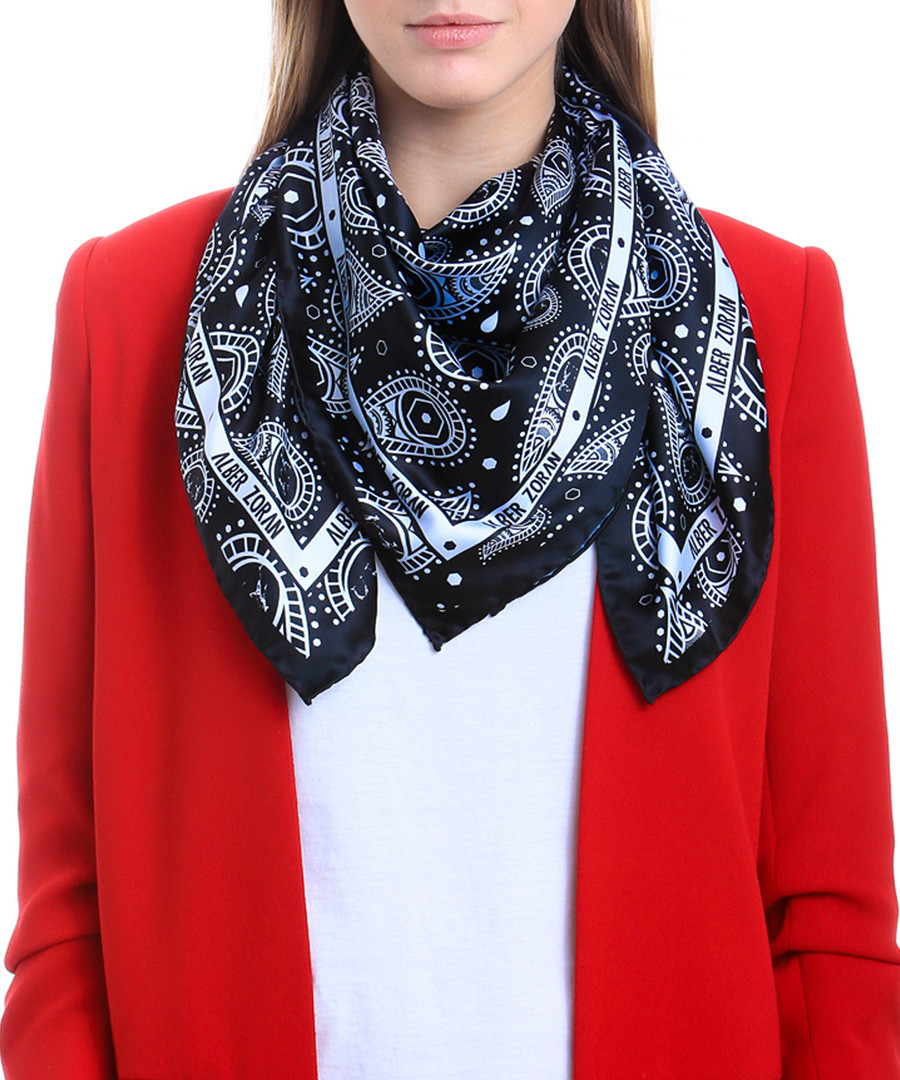 Cachemira black print square scarf Sale - alber zoran