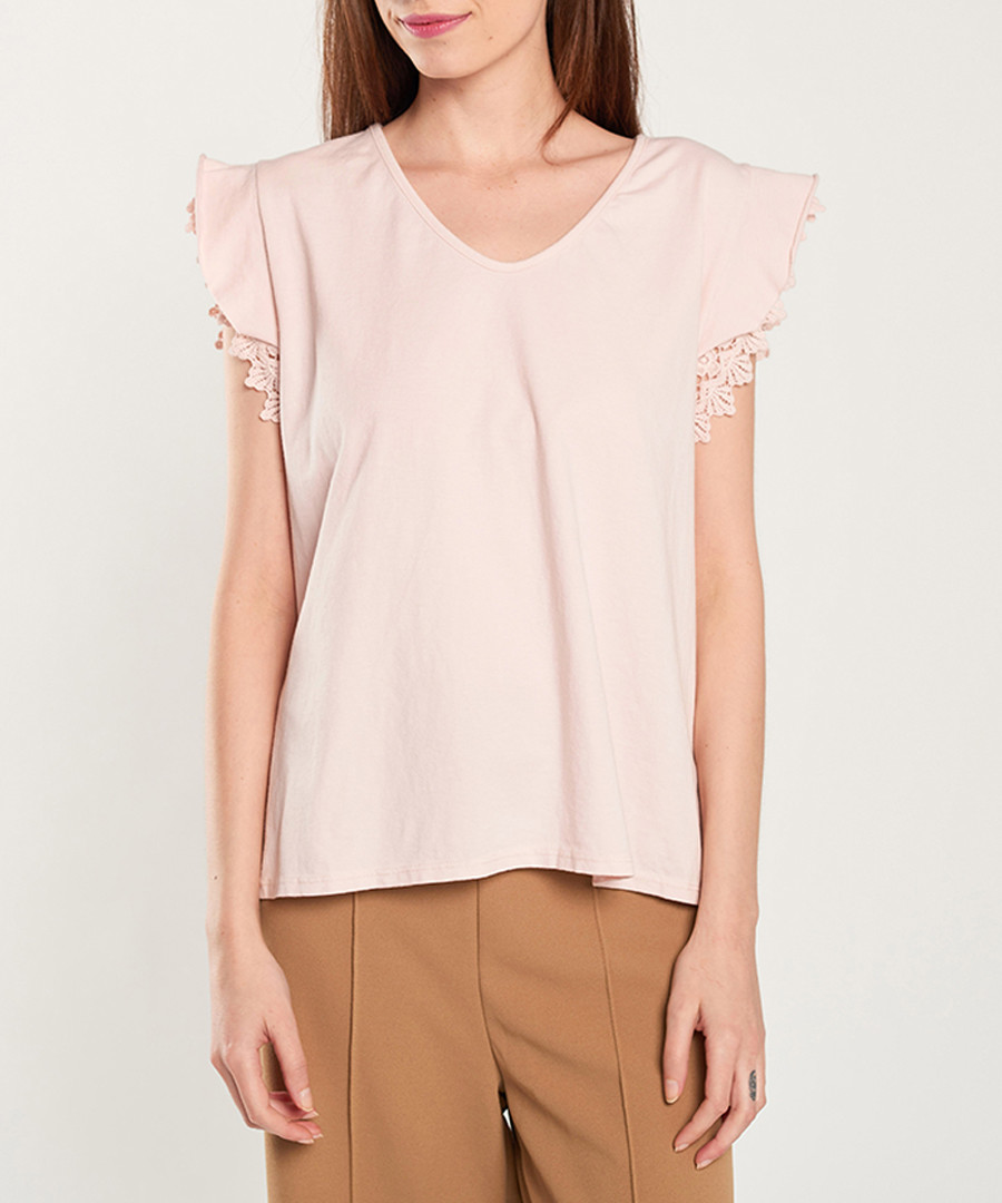 Light pink frill shoulder top Sale - dioxide
