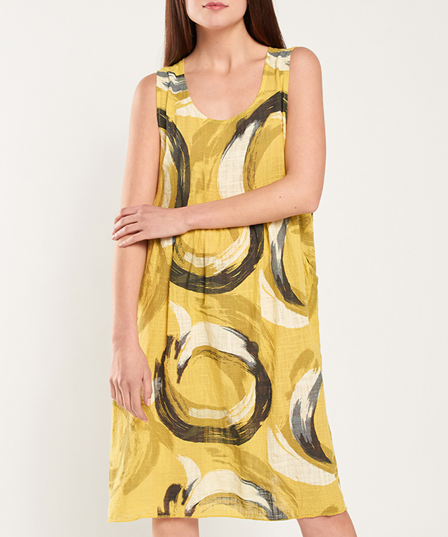 Yellow brush mark printed loose dress Sale - dioxide