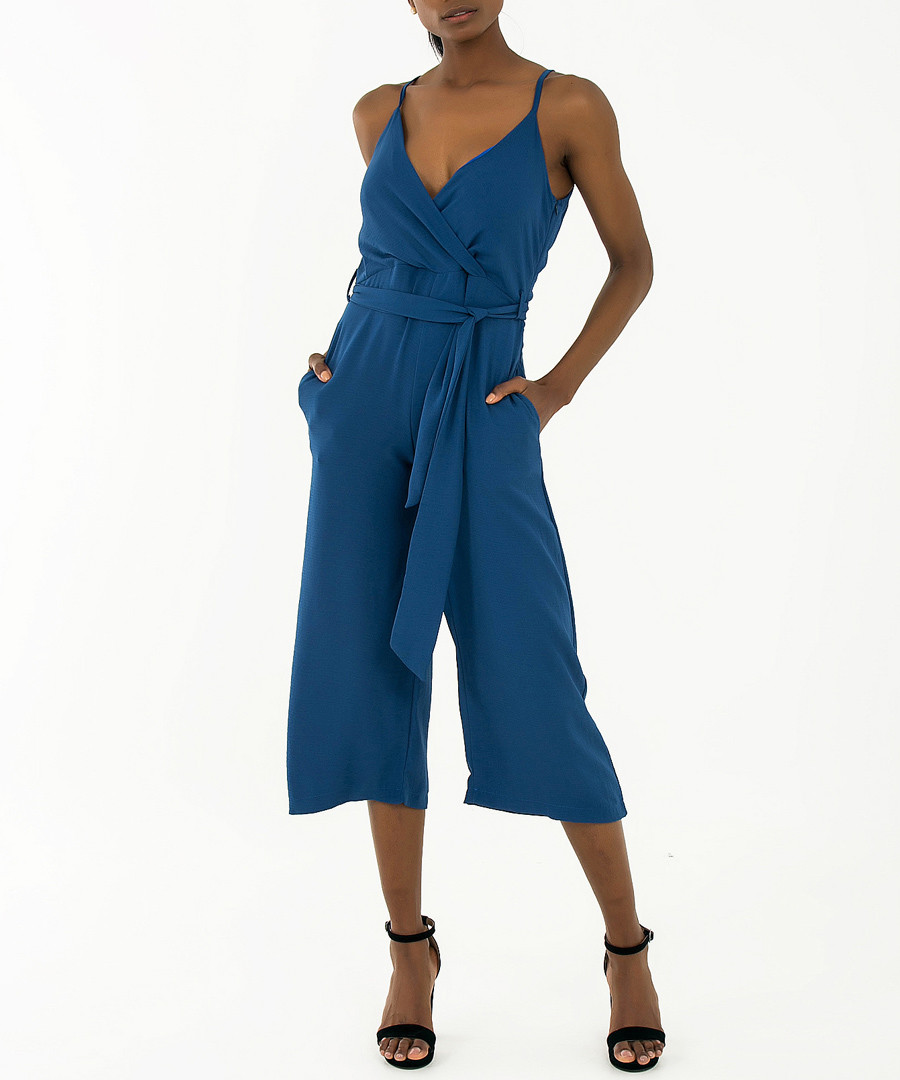Blue tie-waist crop jumpsuit Sale - zibi london