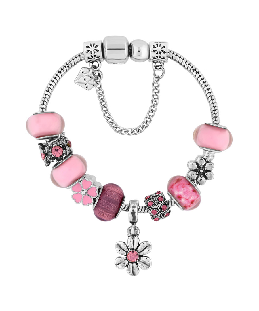 Charm 14k white gold-plate pink bangle Sale - diamond style