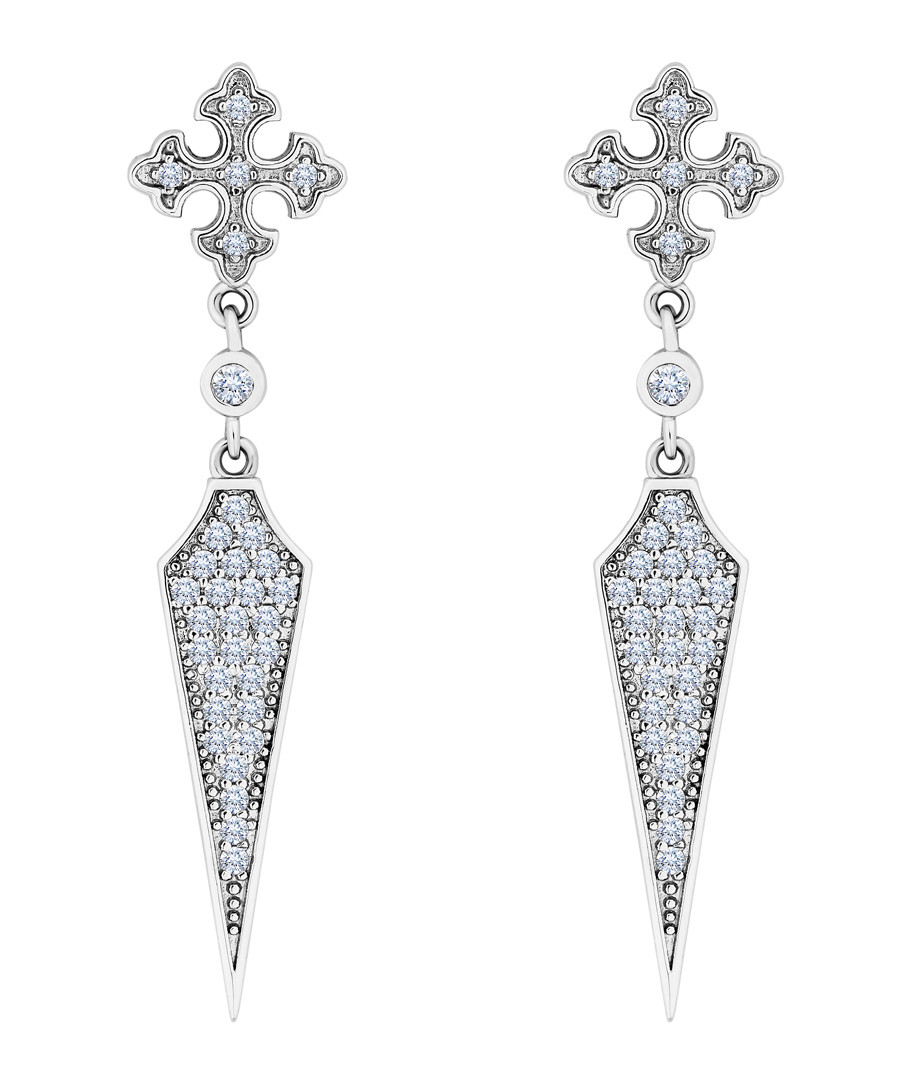 Drop 14k white gold-plated earrings Sale - diamond style
