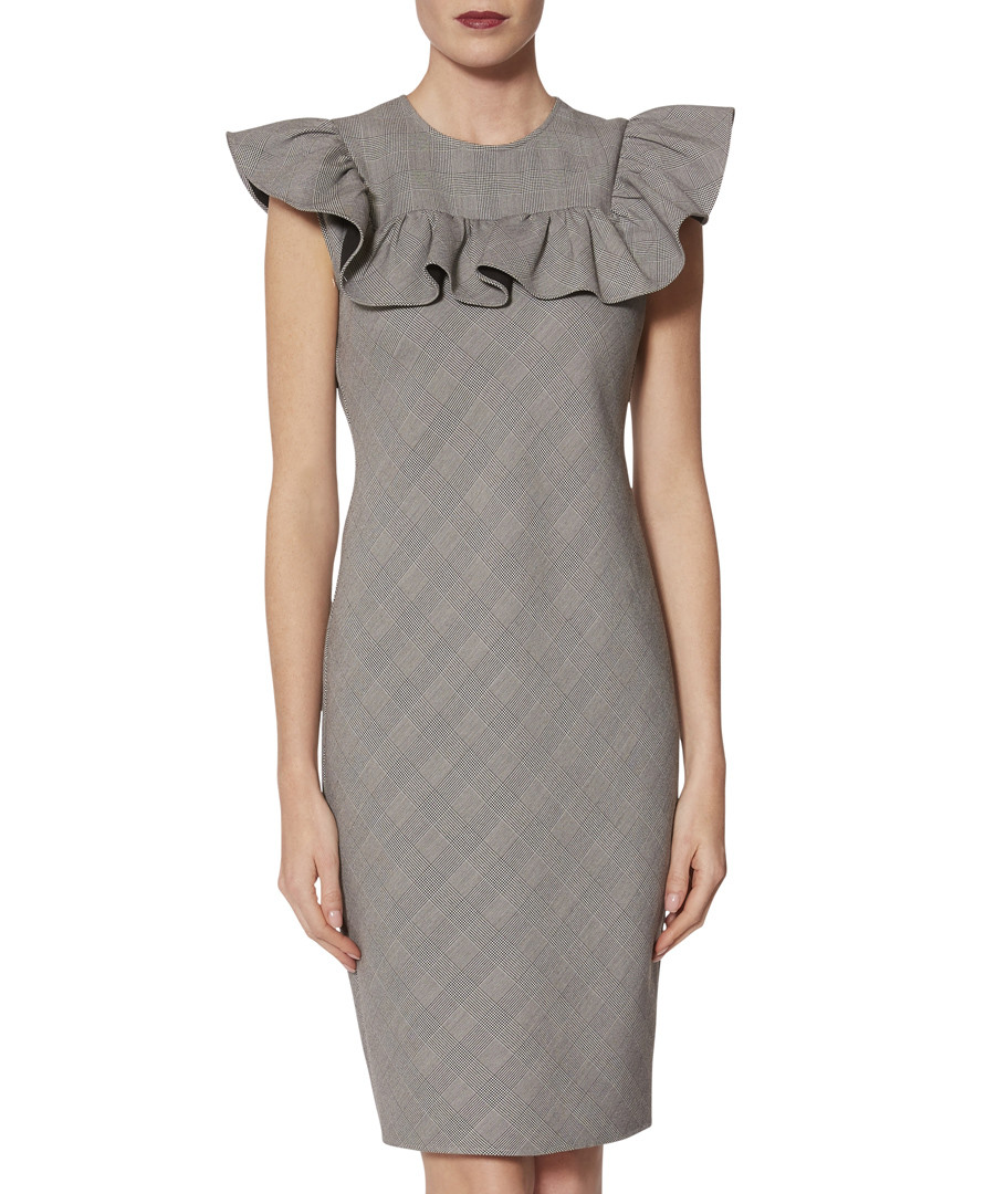 Lorella greyscale check ruffle dress Sale - gina bacconi