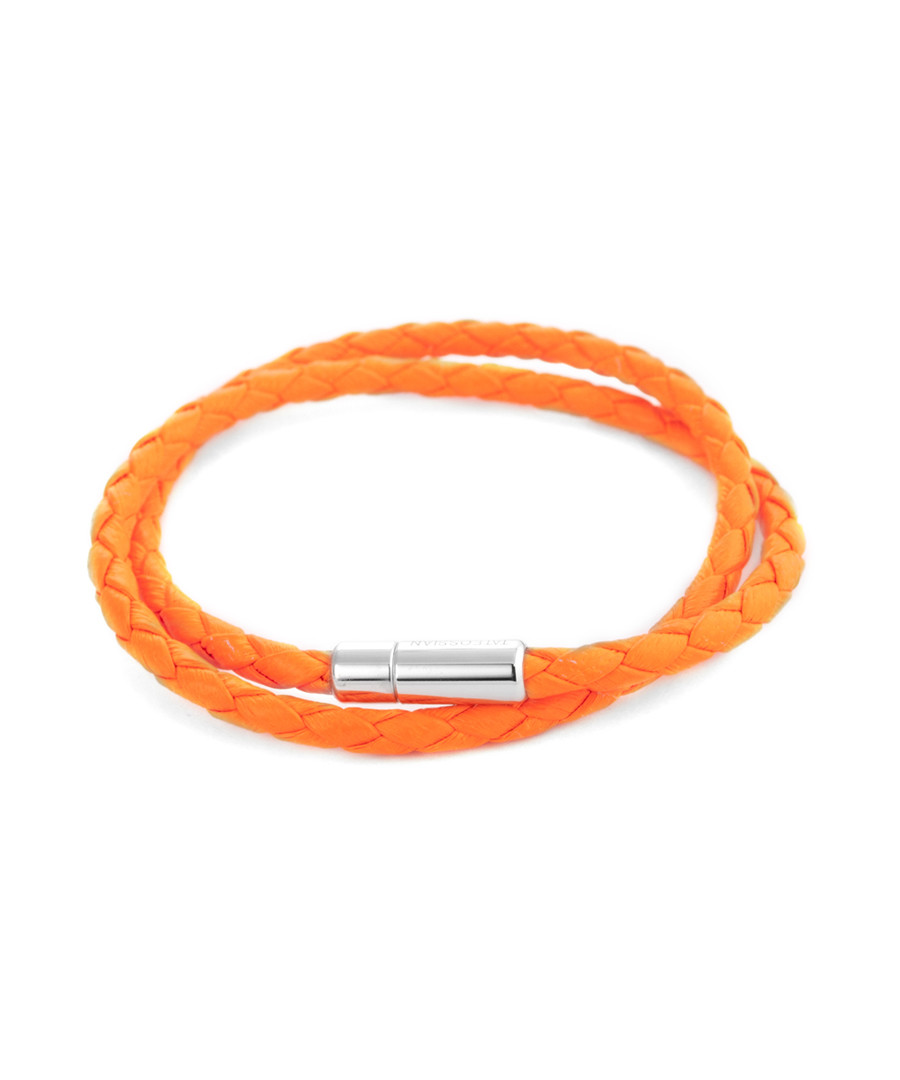 Orange leather double-wrap bracelet Sale - Tateossian London
