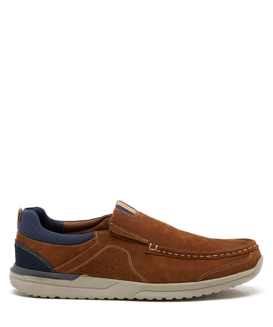 Tan & navy nubuck suede sneakers Sale - sterling and hunt
