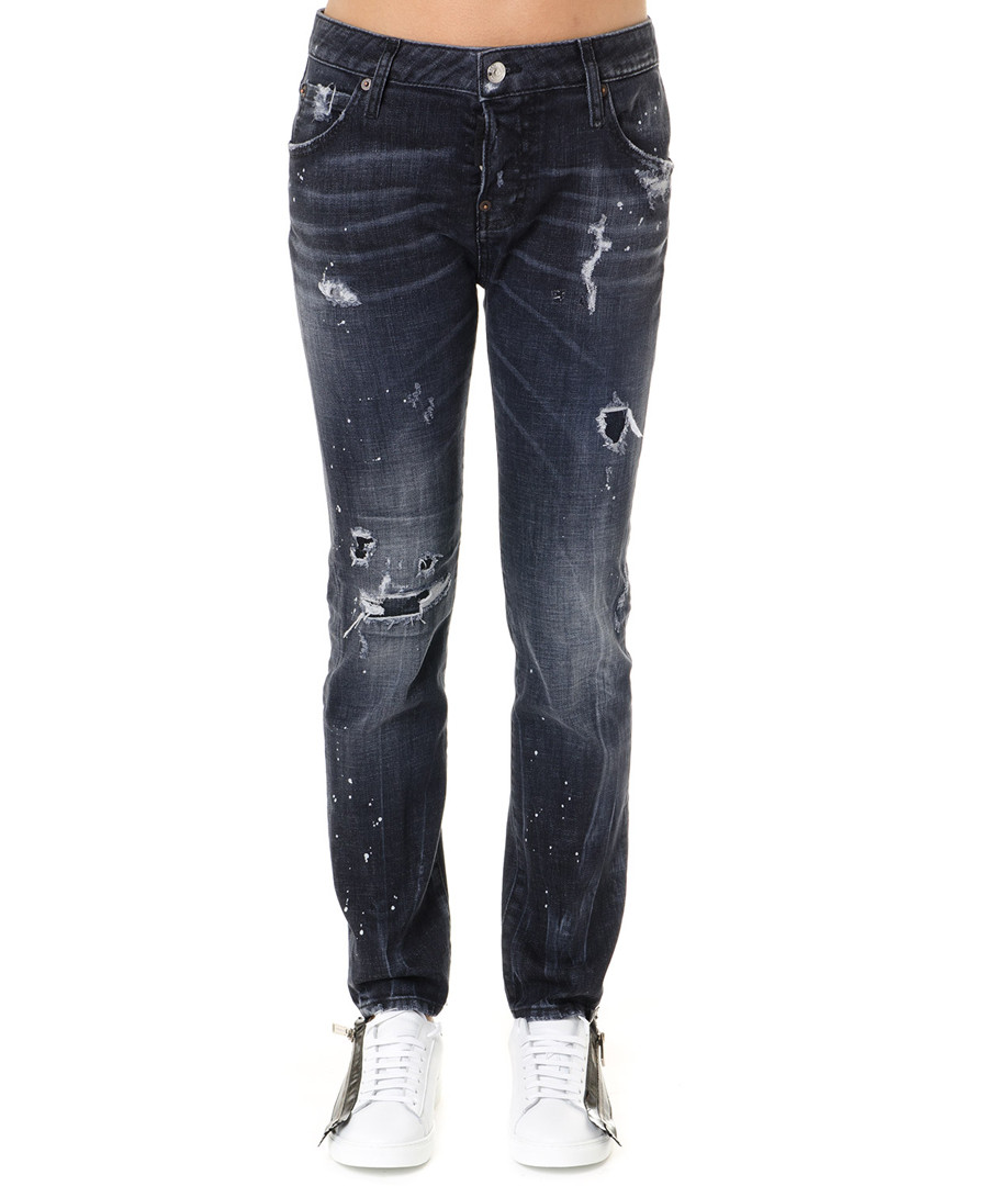 Black cotton blend boyfriend jeans Sale - dsquared2