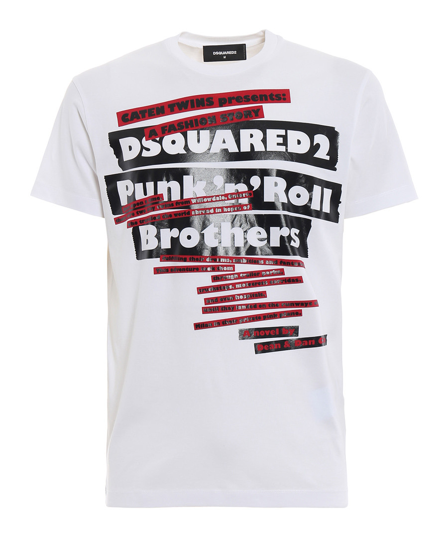 White pure cotton graphic punk T-shirt Sale - dsquared2