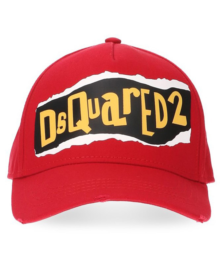 Red pure cotton print logo hat Sale - dsquared2