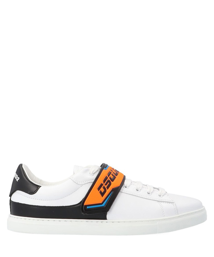 White & orange leather sneakers Sale - dsquared2