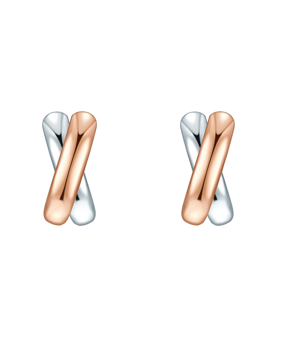 Rhodium & rose gold-plated X earrings Sale - lindenhoff