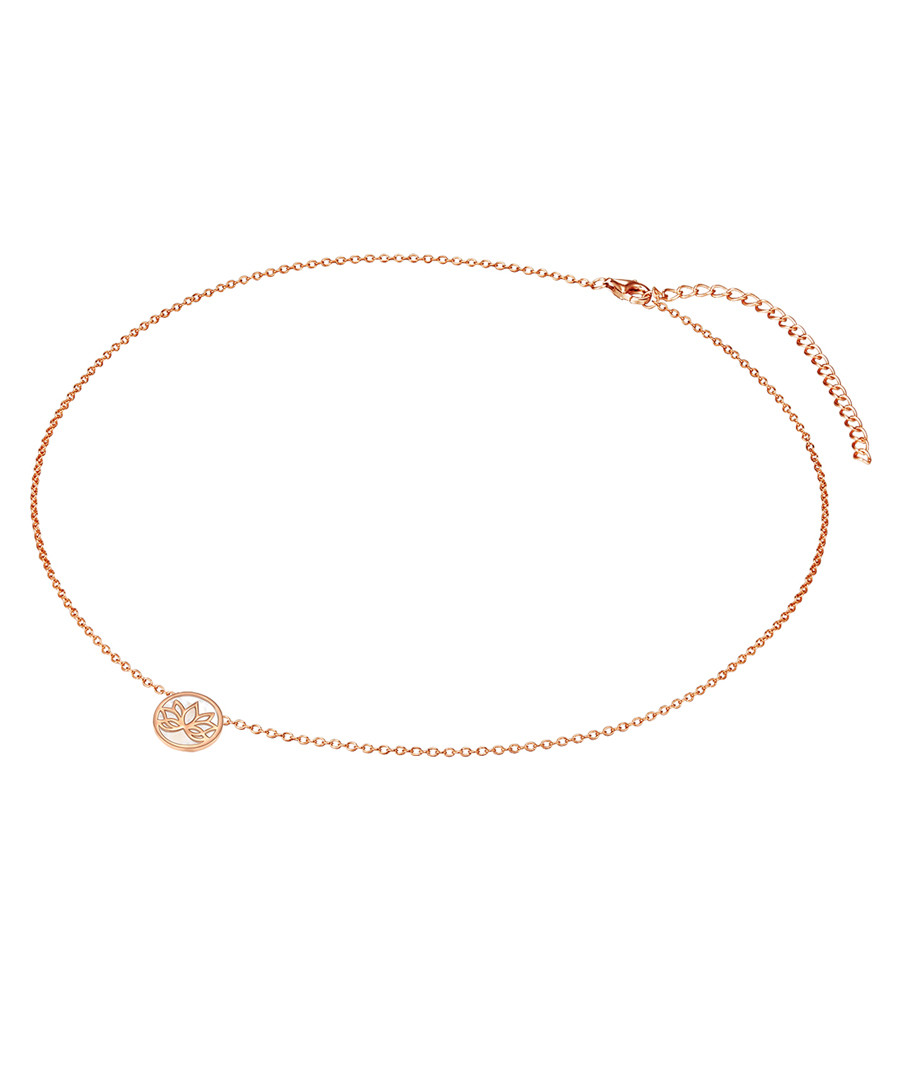 rose gold-plated lotus necklace Sale - lindenhoff