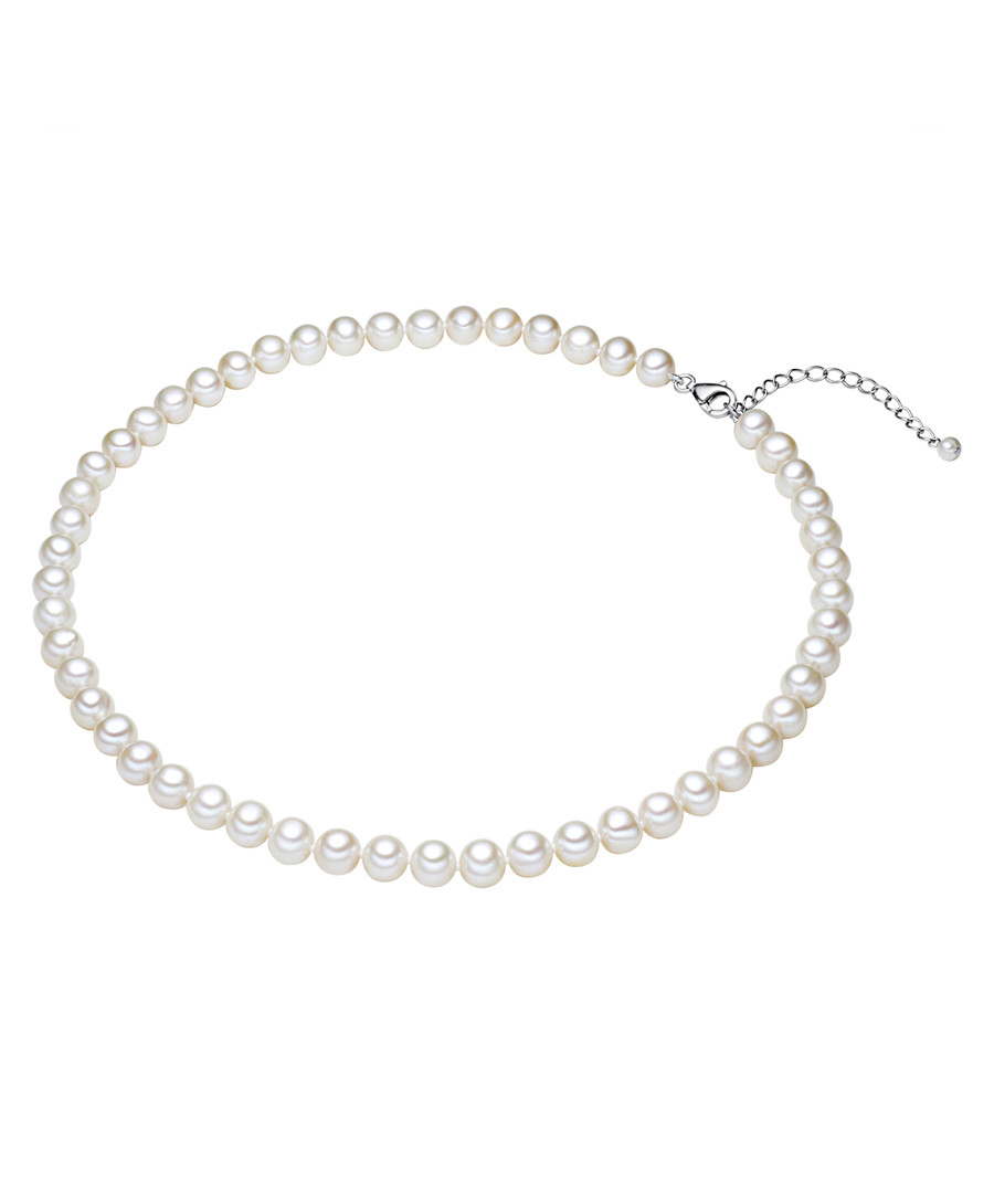 Rhodium-plated pearl silk necklace 42cm Sale - yamato pearls