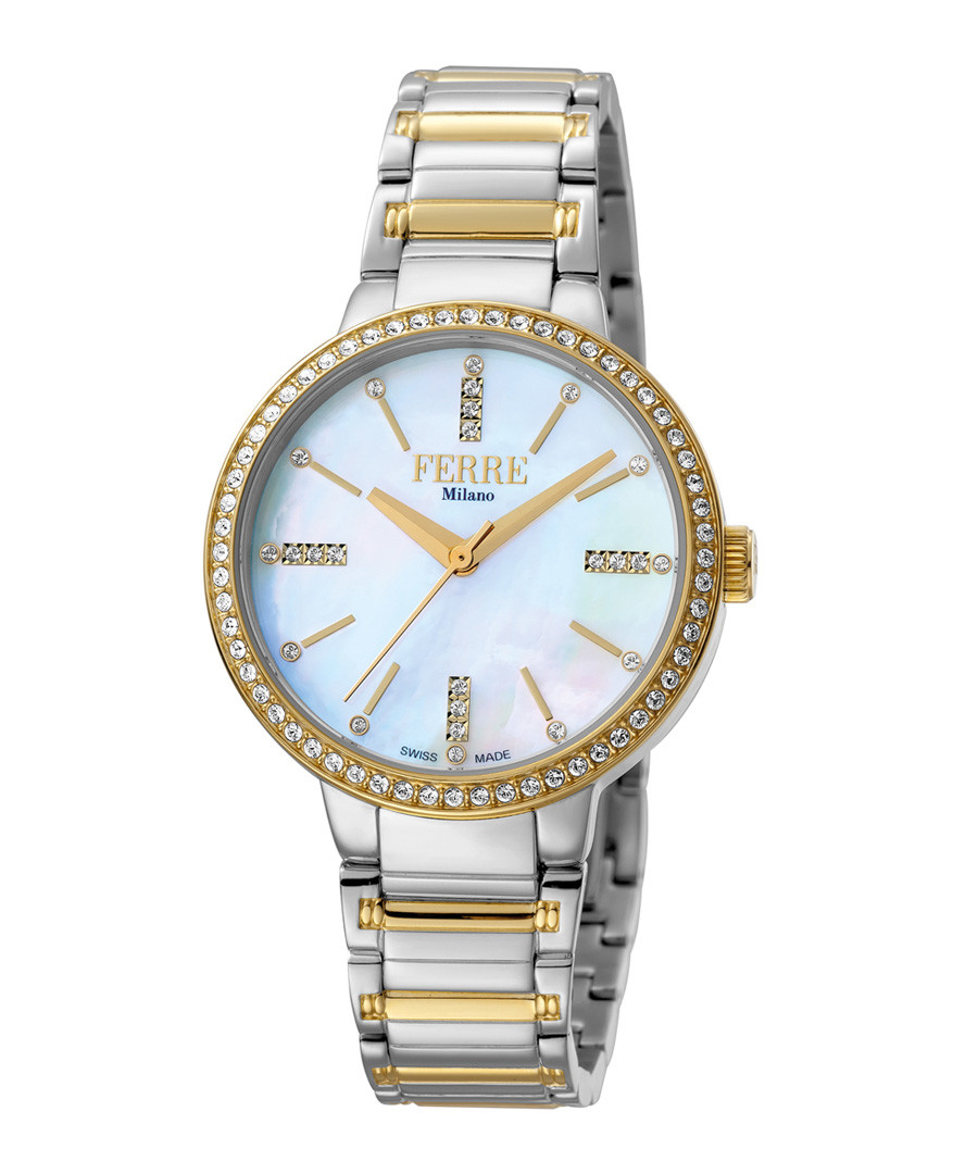 Two-tone & blue crystal steel watch Sale - ferre milano