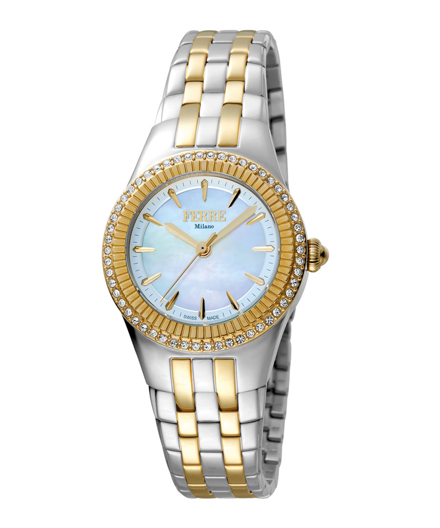 Two-tone & blue steel crystal watch Sale - ferre milano