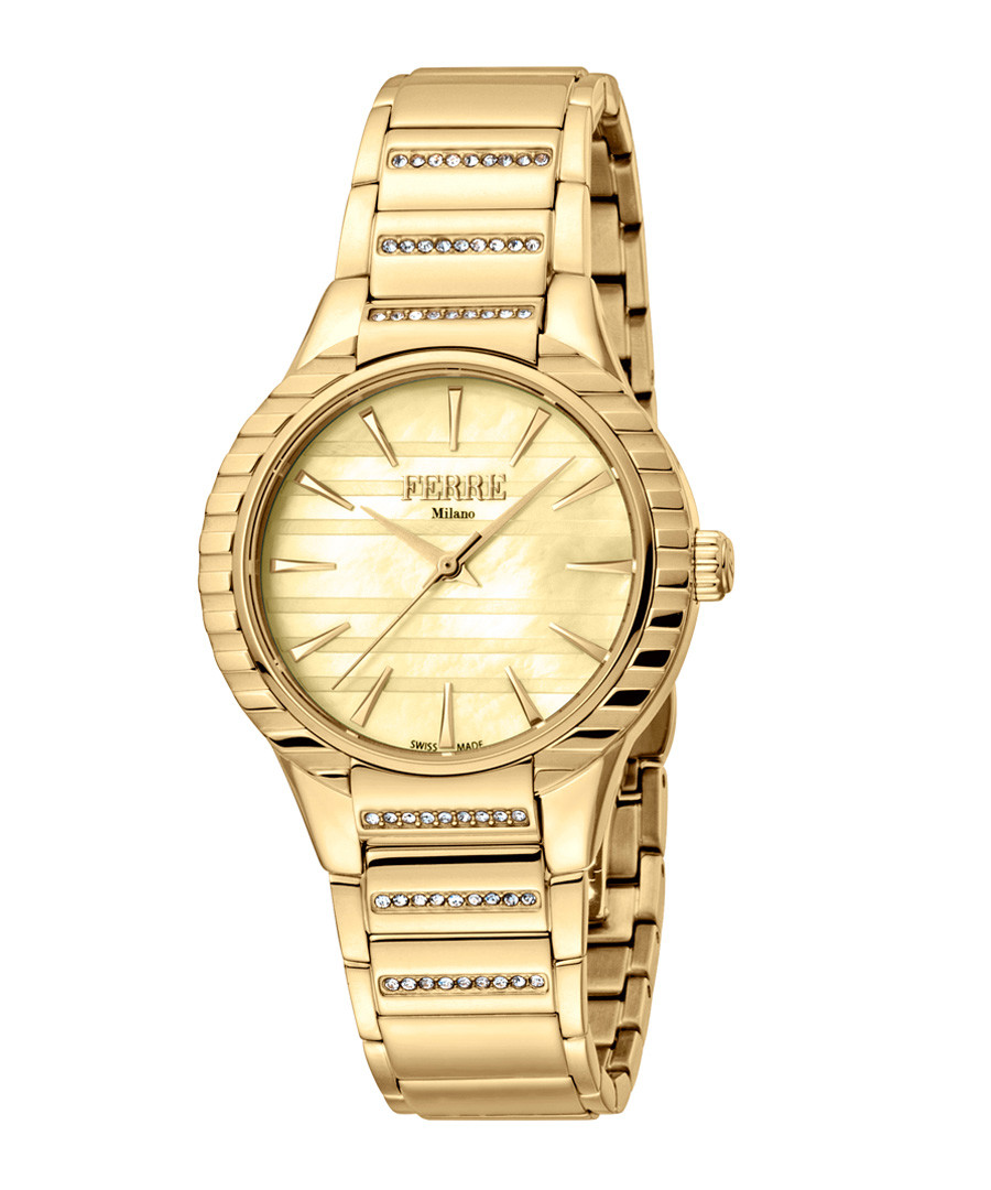 Gold-tone steel crystal watch Sale - ferre milano
