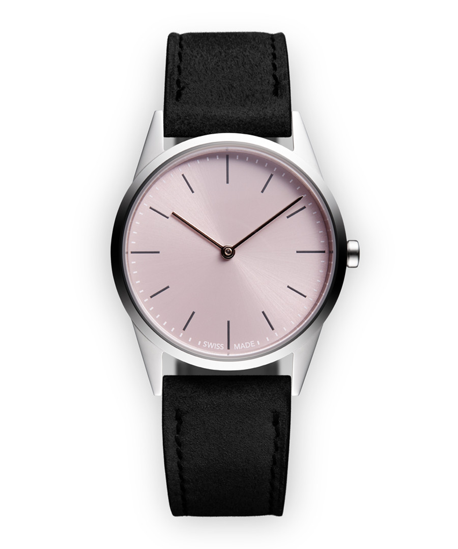 Silver-tone & black suede watch Sale - Uniform Wares