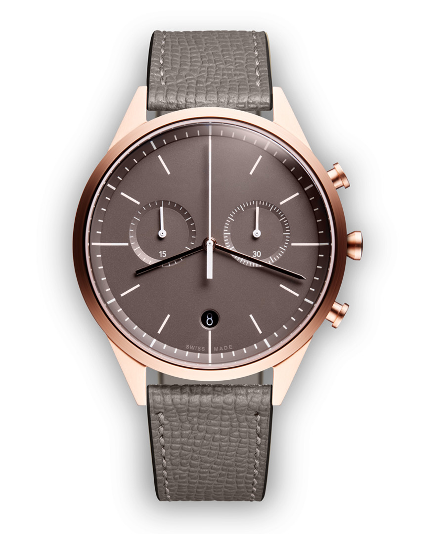 Rose gold-tone & grey leather watch Sale - Uniform Wares