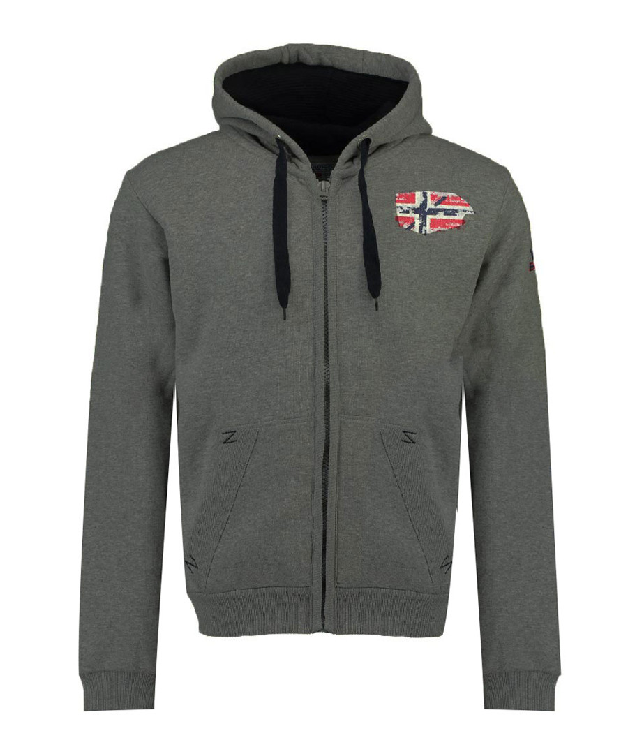 Glacier dark grey zip-up hoodie Sale - geographical norway