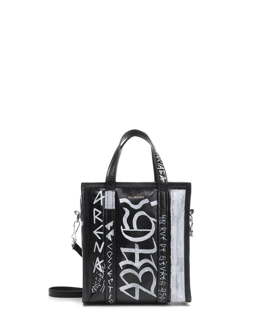 Black leather printed shopper Sale - balenciaga