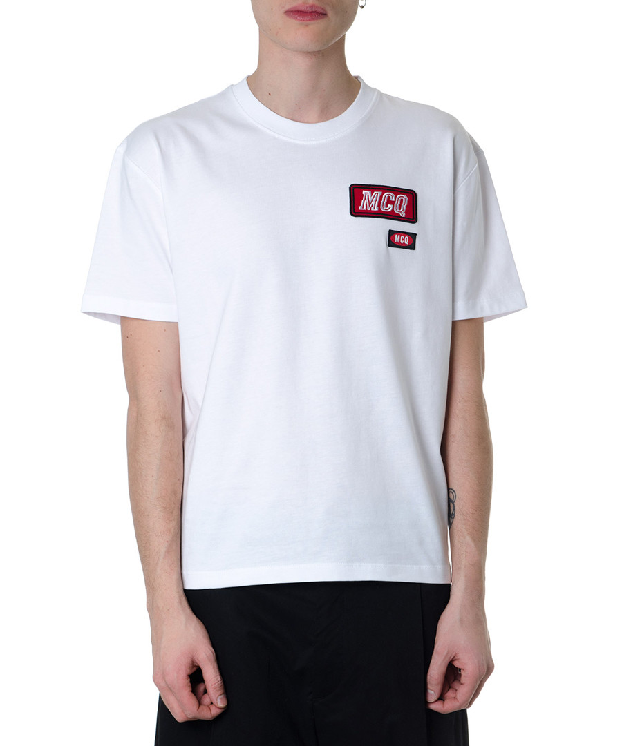 White pure cotton logo patch T-shirt Sale - alexander mcqueen