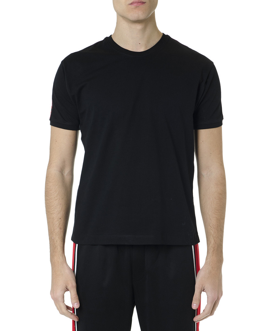 Black pure cotton logo stripe T-shirt Sale - alexander mcqueen