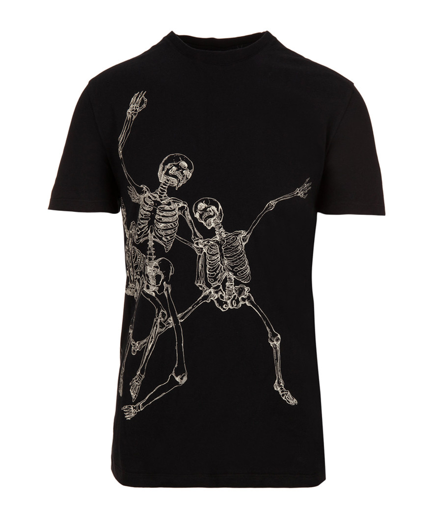 Skeleton black cotton graphic T-shirt Sale - alexander mcqueen