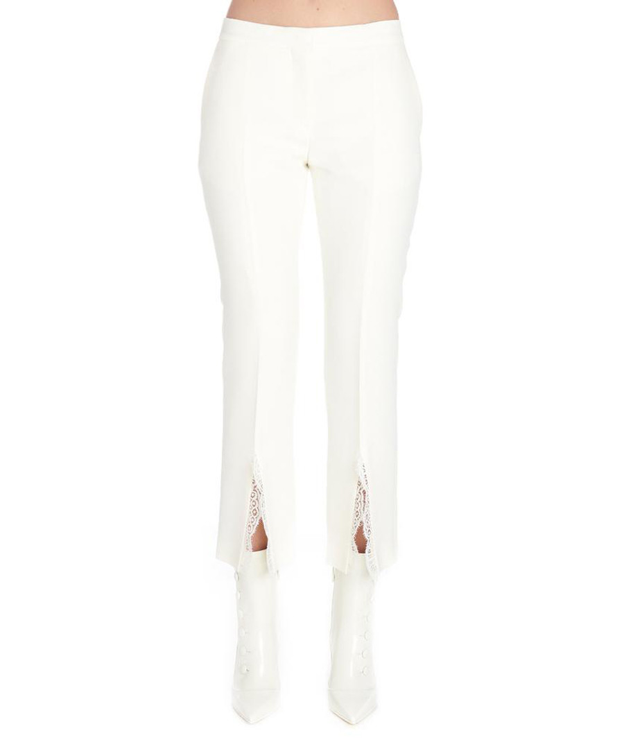 White wool blend lace insert trousers Sale - alexander mcqueen