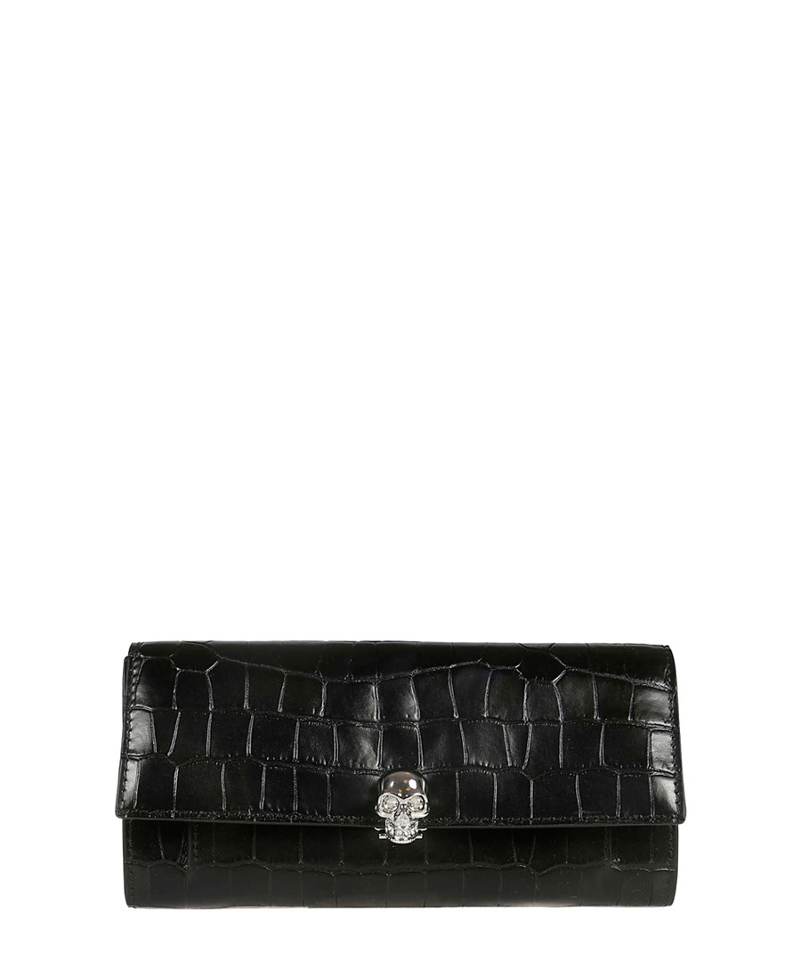 Black moc-croc leather clutch Sale - alexander mcqueen