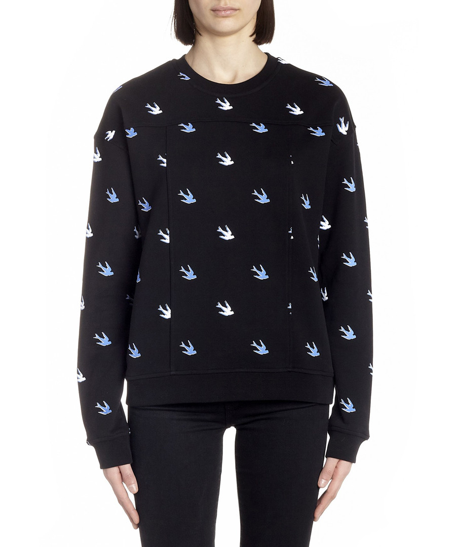 Black cotton blend swallow sweatshirt Sale - mcq alexander mcqueen